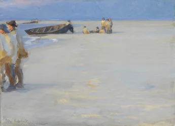 Fiskere på Skagens nordre strand. Sommerkveld.