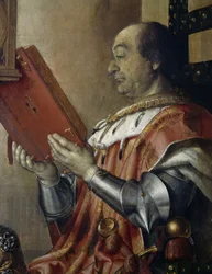 Portrett av Federico da Montefeltro (1422-1482) med sønnen Guidobaldo da Montefeltro (1472-1508)
