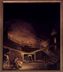 Falun kobbergruve i Sverige på 1700-tallet Maleri av Per Hillestrom (1732-1816) 1700-tallets Stockholm. nasjonalt museum