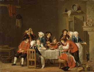 Hyggelig scene i en bondehytte