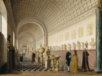 Det indre galleriet til det kongelige museet på det kongelige slott, Stockholm, 1796