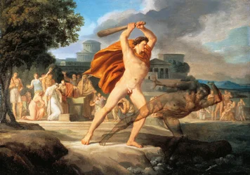 Hercules beseirer Thanatos (olje på lerret)