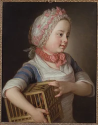 Girl with Bullfinch in a Cage - Girl with Bullfinch in a Cage, av Krafft, Per, den eldste