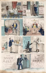 The Seven Ages of Drink, pub.c. 1872 (håndfarget gravering)