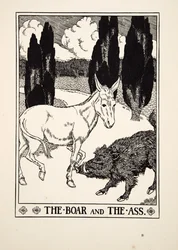 The Boar and the Ass, fra A Hundred Fables of Aesop, pub.1903