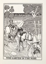 The Carter in the Mire, fra Fontaine Fables, pub. 1905 (gravering)