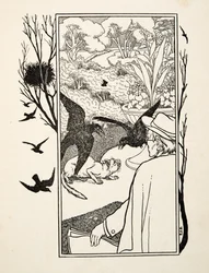 The Cat and Crows, fra A Hundred Anecdotes of Animals, pub. 1924 (gravering)