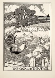 Hanen og juvelen, fra Hundre fabler av Æsop, utgitt 1903