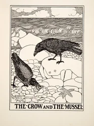 The Crow and the Mussel, fra A Hundred Fables of Aesop, pub.1903