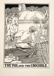 Reven og krokodillen, fra Hundre av Æsops fabler, utgitt 1903
