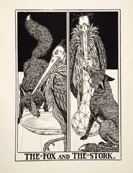 The Fox and the Stork, fra A Hundred Fables of Aesop, pub.1903