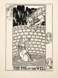 Reven i brønnen, fra Hundre av Æsops fabler, utgitt 1903