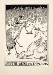 The Geese and the Cranes, fra A Hundred Fables of Aesop, pub.1903