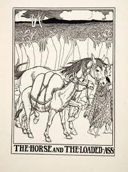 The Horse and the Loaded Ass, fra A Hundred Fables of Aesop, pub.1903 (gravering)