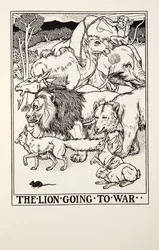 The Lion Going to War, fra Fontaine Fables, pub. 1905