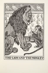The Lion and the Monkey, fra Fontaine Fables, pub. 1905