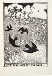 The Ploughman and his Sons, fra Fontaine Fables, pub. 1905