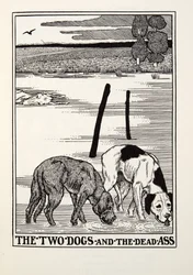 The Two Dogs and the Dead Ass, fra Fontaine Fables, pub. 1905