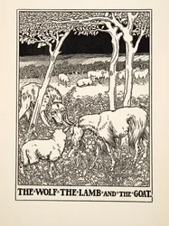 The Wolf, the Lamb and the Goat, fra A Hundred Fables of Aesop, pub.1903 (gravering)