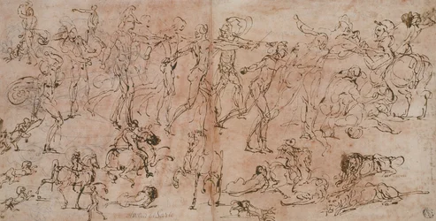 Studier av krigere, ryttere og løver, 1528-33