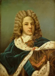 Portrett av Louis de Rouvroy, hertugen av Saint Simon (1675-1755) minnemaleri av Perrine Vigger Du Vigneau (? 1894). 1887. Størrelse 0,75 x 0,54 m