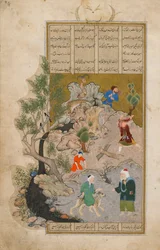 Bustan (Orchard) av Sadi (d.1292) Afghanistan, Safavid Period, 1525 (ugjennomsiktig akvarell, blekk og gull på papir)