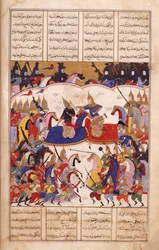 Eller. 13836, f.17v Islandar Fights the Zangis, illustrasjon fra 