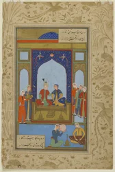 Potiphar og Zulaykha tronet fra "Yusuf and Zulaykha", 1575