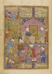 Scene i en taverna fra en Divan av Hafiz, ca. 1552-53