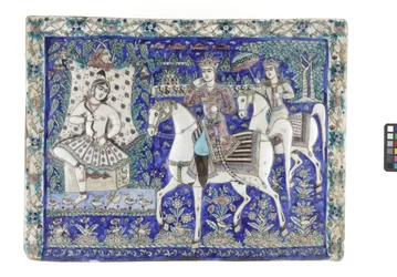 Flis fra Teheran, 1800-tallet (støpt frittetøy, malt underglasur)