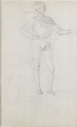 En studie for en figur i en tilbedelse av magi, c1470-1520