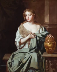 Portrett av skuespillerinnen Mary Davis (olje på lerret)
