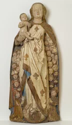 Madonna and Child Shelter Supplicants under Her Cloak, ca. 1471 (lindentre, polykrom, gull og sølvblad)