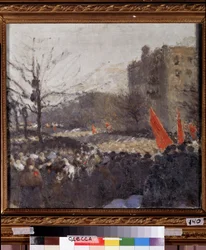 Revolusjonær demonstrasjon i februar 1917 (olje på lerret)