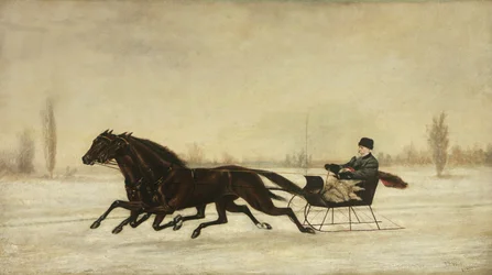 David Marsh i Horse-Drawn Sleigh in a Winter Landscape, 1880