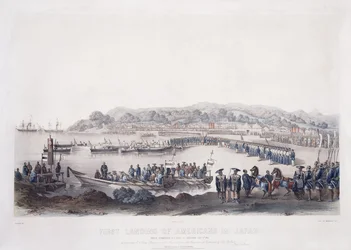 Første landgang av amerikanere i Japan ved Gore-Hama 14. juli 1853,