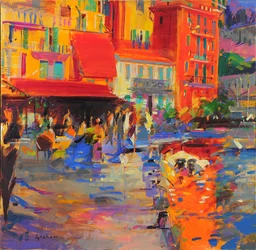 La Dolce Vita, Villefranche-sur-mer, 2021 (olje på lerret)