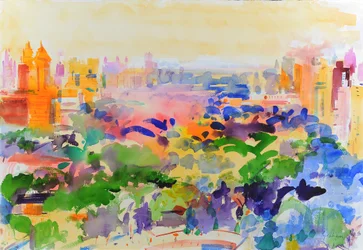 Summer Morning, Manhattan, 2023 (akvarell)