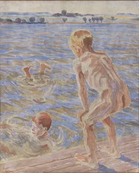 Badende gutter. Fåborg Fjord