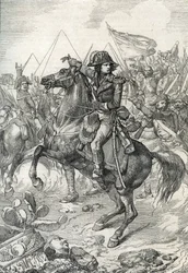 Kampanje (ekspedisjon) av Egypt (1798-1801): General Napoleon Bonaparte (1765-1821) før pyramidene