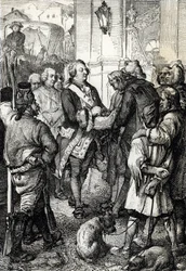 Den franske revolusjon: Kong Ludvig XVI mottar den trefargede kokarden fra Paris
