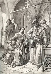 Drapet på den adelige damen Inês de Castro (1320-1355), andre hustru til Peter I (Pedro I) av Portugal, i klosteret Santa Clara de Coimbra, Portugal, 1355