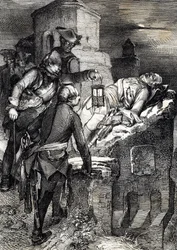Dødsfallet til kong Charles (eller Carl) XII av Sverige (1682-1718) under beleiringen av det første norske fortet Fredriksten
