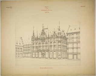 Rathskeller nybygg, Halle (Saale), Sachsen-Anhalt, Tyskland, Perspektiv (uferdig)