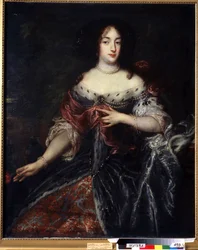 Portrett av dronning Henriette Marie av Frankrike (1609-1669). Portrett av dronning Henrietta Maria av Frankrike (1609-1669). Maleri av Sir Peter Lely (1618-1680). Engelsk kunst, barokkstil. Olje på lerret. Regionalt kunstmuseum, Poltava, Ukraina