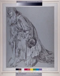 Ærbødig figur (kritt på papir)