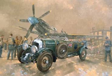 Bentley og Spitfire (olje på lerret)
