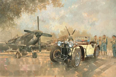 Cream Cracker MG 4 Spitfires (olje på lerret)