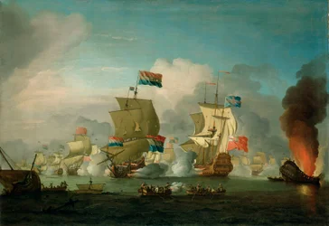 Brenningen av HMS #39;Royal James#39; i slaget ved Solebay, 28. mai 1672