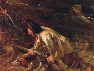 Et høstlandskap med utsikt over Het Steen tidlig om morgenen, ca. 1636 (detalj av 259758)